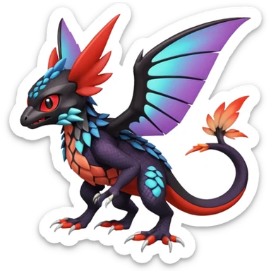  exotic tropical cyber-Litten-Noivern-Stitch-Trico-Fakémon-Pokémon-Vernid-creature sticker