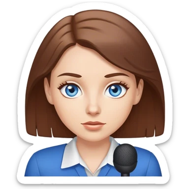 White girl blue eyes brown hair telling news with attitude  sticker