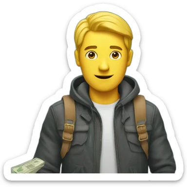 man with overloaded bag with money sticker