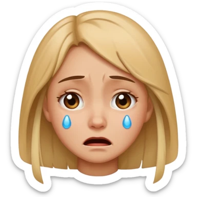 realistic portrait of girl crying sticker