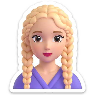 Striking character with perfect Dutch braids, fluttery large eyelashes, and a beautiful attractive face sticker