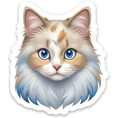 Long haired dilute calico with blue eyes sticker