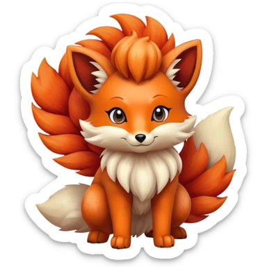 Vulpix Pokemon fox with six tails and orange-red fur sticker