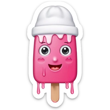 happy pink popsicle with eyes and white beanie sticker