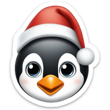 cute penguin with santa hat sticker