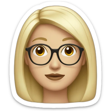 White Girl with dark hair and square gold glasses sticker