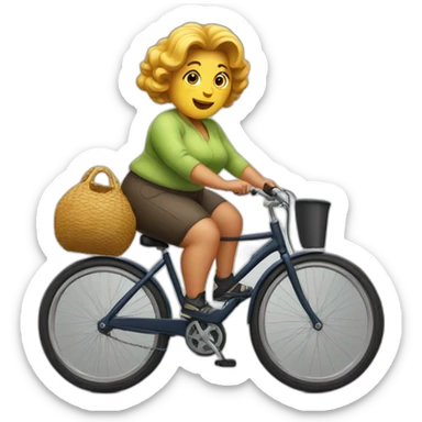 A very big woman on a very little bicycle sticker