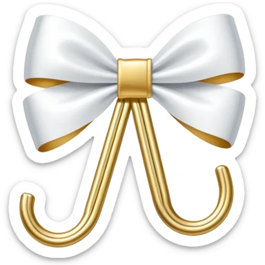 one gold paper clip with a white bow in the middle sticker