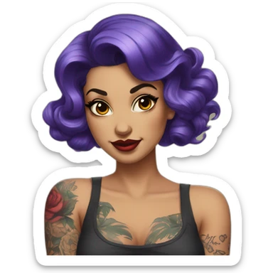Pinup dark hair and tattoos sticker