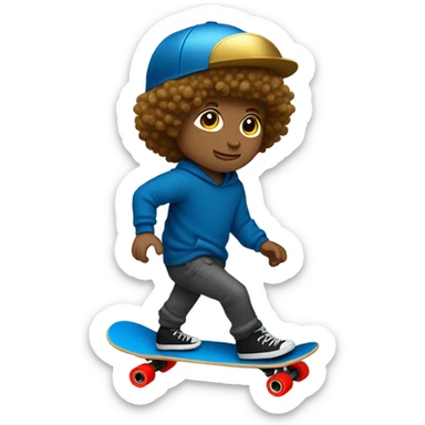 Guy skateboarding short curly hair with gold sparkly helmet and red wheels black cargo pants and blue sweatshirt sticker