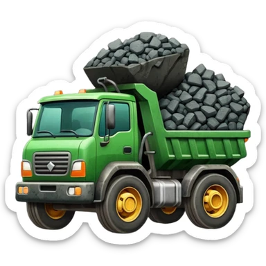 green truck with coal ore sticker