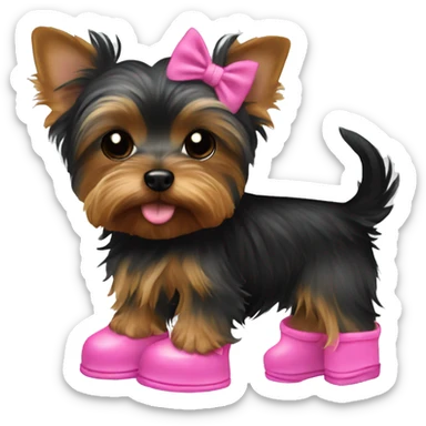 Teacup Yorkshire terrier with pink boots sticker