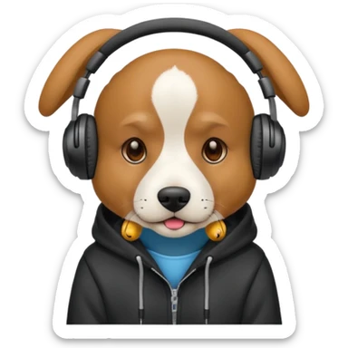 Dog wearing a hoodie and  wearing headphones sticker
