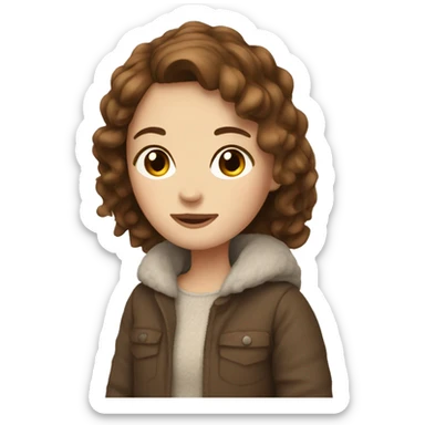 Cozy Girl Fall with white Skin an Brown hair sticker