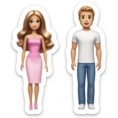 Barbie and Ken with brown hair sticker