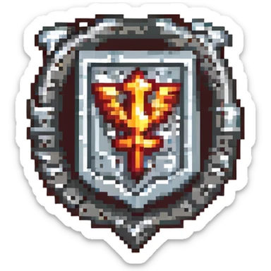 Valorant Iron rank badge, pixel art style, with metallic texture sticker