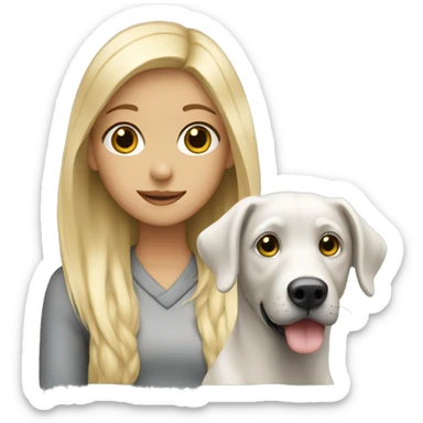 Blonde girl with a silver lab sticker