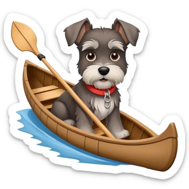 Schnauzer in canoe without paddle  sticker