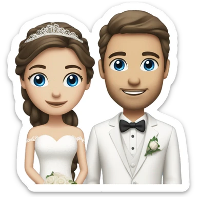 bride blue eyes and groom brunette sticker