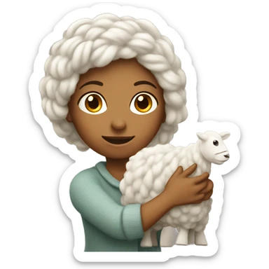 A white woman greets wool sticker