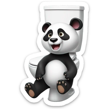 Un Panda sur des WC sourit sticker