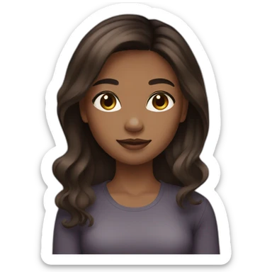 girl with brown skin tone and ombre black to brown hair sticker