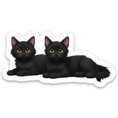 black maine coon kitten and black shorthair cat sticker