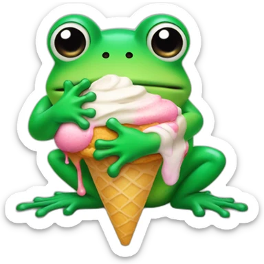 Frog with an icecream  sticker