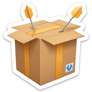 package box with arrows circling around it sticker