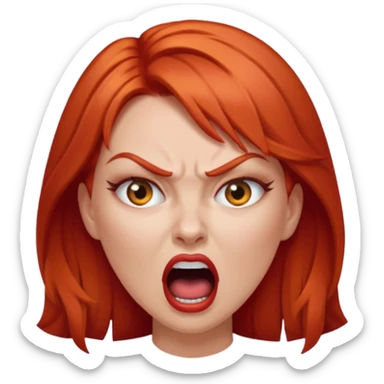 mujer pelirroja con los ojos y los labios maquillados enojada gritando sticker