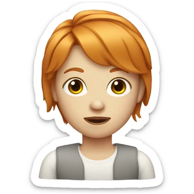 ginger girl with bangs sticker