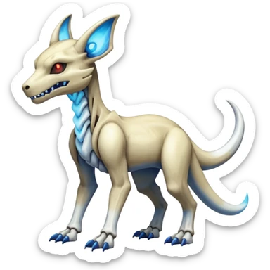 Skeletal Evil Shiny Glowing Cubone-Marowak-Zoroark-Anubis-Wendigo-Fakémon-hybrid-creature (full body), 4 legs sticker