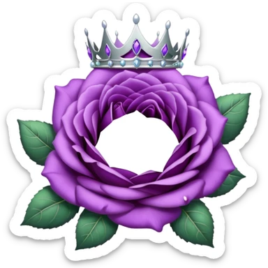 Purple rose with silver tiara and a purple emblem leaf wreath sticker