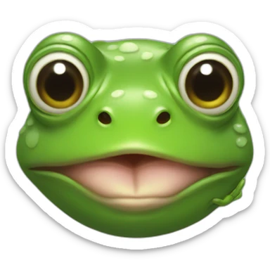 Portrait of a frog with a human-face head shaped wearing a hoodie sticker