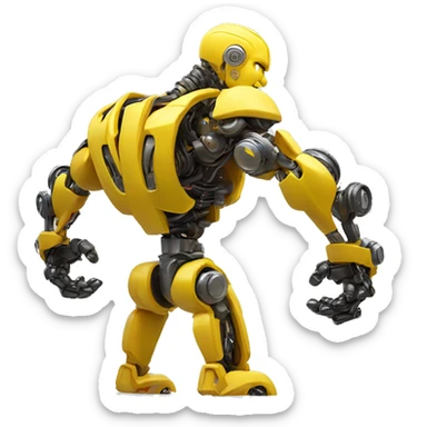 Yellow mechanical cyborg bicep that’s flexing sticker