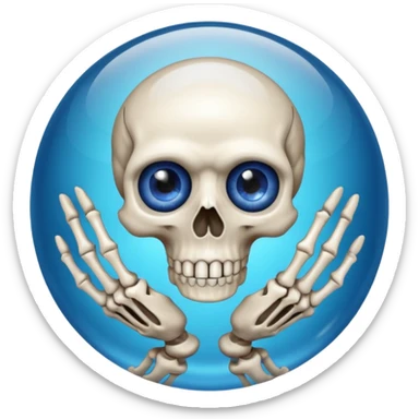 Crystal ball with skeleton hands and small eyeball inside sticker