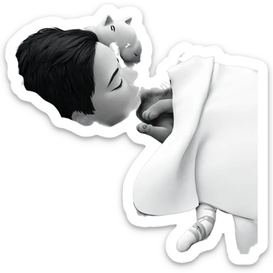 baby boy sleeping with cat sticker