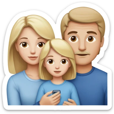 White family, 1 mom with brown hair, 1 dad with Blonde hair playing  sticker