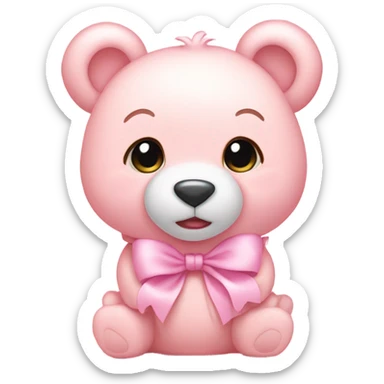Baby pink bear with light pink bows sticker