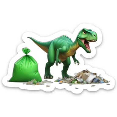 dinosaur throwing rubbish sticker