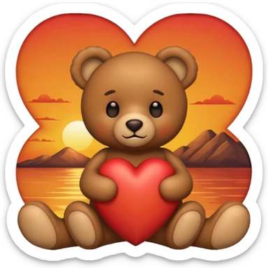 Teddy bear and sunset sticker