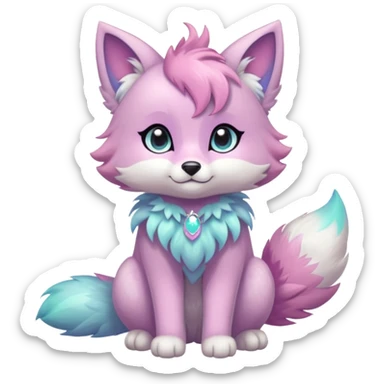 Multicolored sparkly pastel iridescent light pale cute adorable pretty cool elegant realistic floral exotic Falvie-Fionbri-fursona, full body sticker