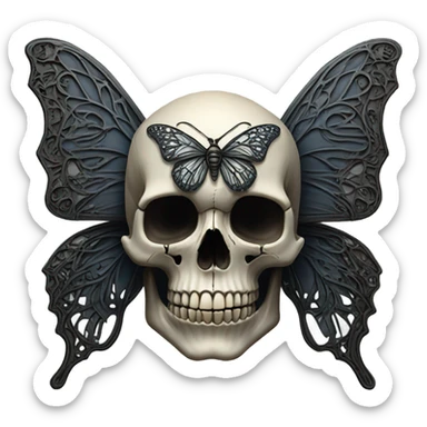 Goth skull butterfly sticker