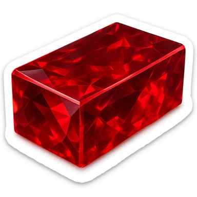a brick made of ruby, highly polished, deep red, gemstone texture, sparkling facets, jewel-like shine, vivid red, translucent, glowing effect sticker