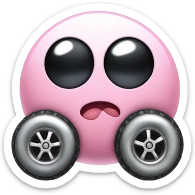 Metal cute black eyes Kirby ball driving on 4 car wheels sticker