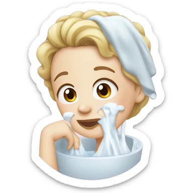 White Girl washing face sticker