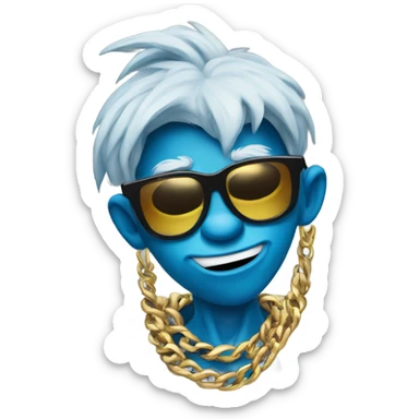 Blue grinch with sunglasses and gold chain sticker