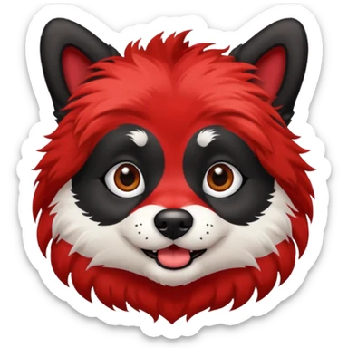 dog with very black inked face and red hair sticker