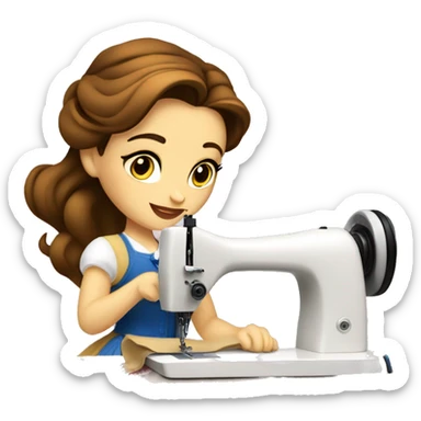 White Belle from beauty and beast sewing with sewing machine sticker