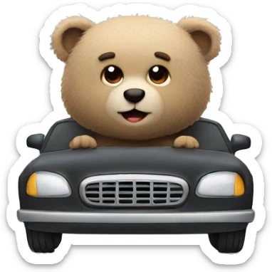 Little fuzzy bear driving a car sticker